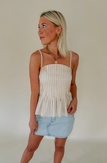 PLEATS TO MEET YOU POPLIN BLEND TANK