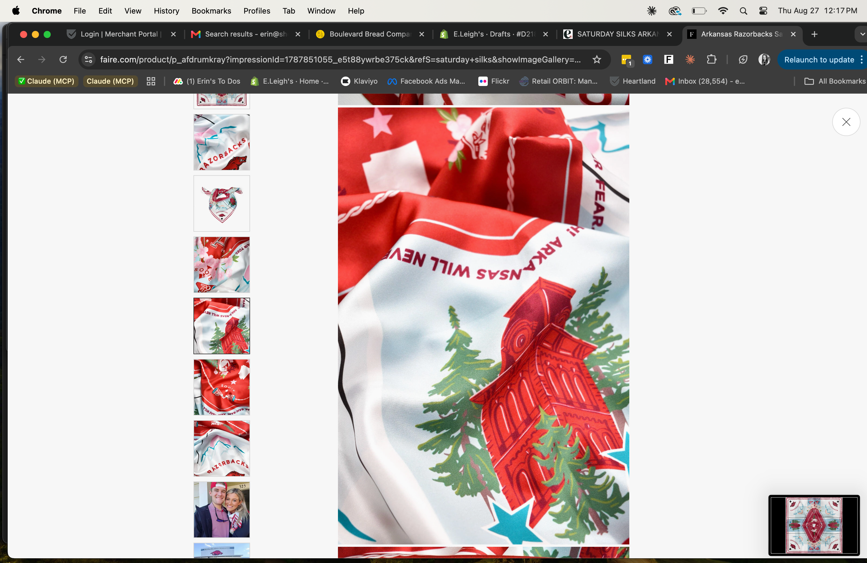 SATURDAY SILKS ARKANSAS RAZORBACKS MULTI-USE SCARF