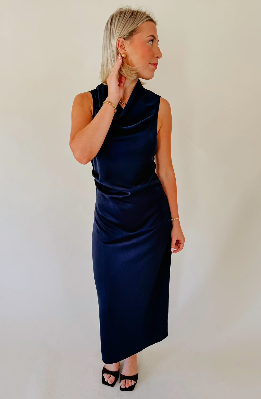 NIGHT OUT HIGH NECK MIDI DRESS