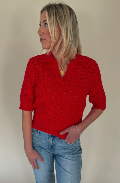 RED-Y OR NOT COLLARED SWEATER