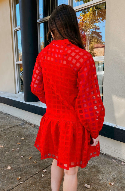 CALLED IT ORGANZA BUTTONED DRESS
