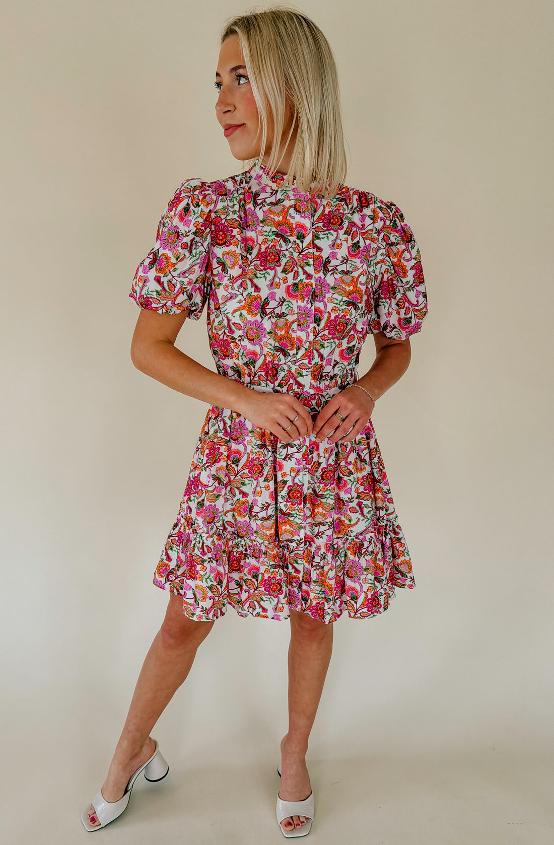 THE POPPY FLORAL BELTED MINI DRESS