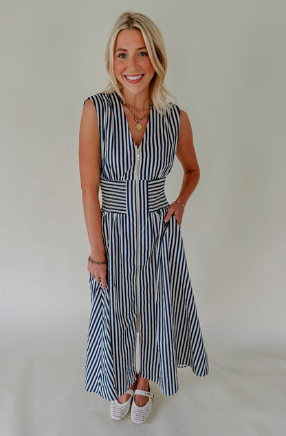 THE CHARLOTTE STRIPED MIDI DRESS