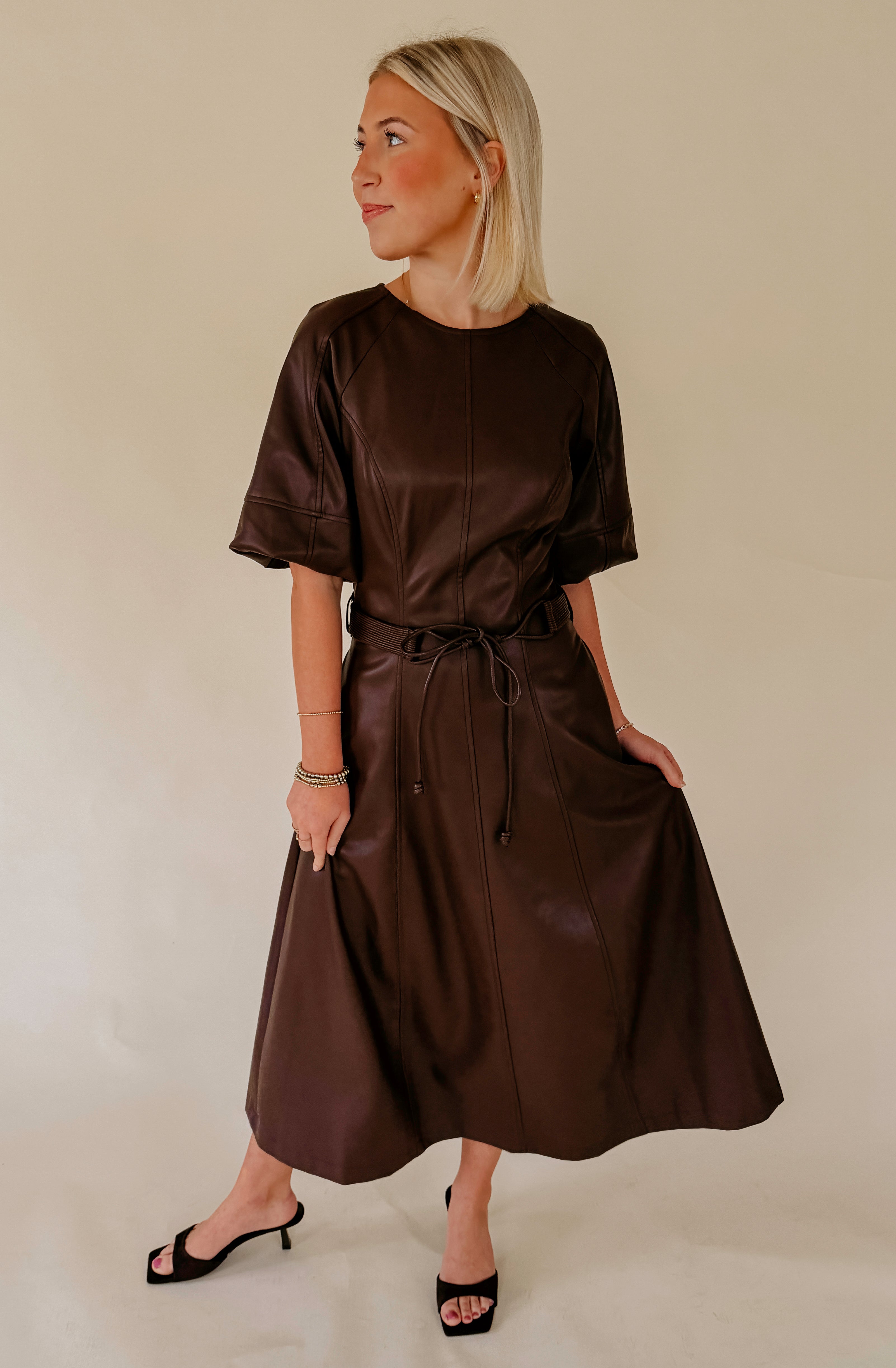 THE SAVANNAH FAUX LEATHER DRESS