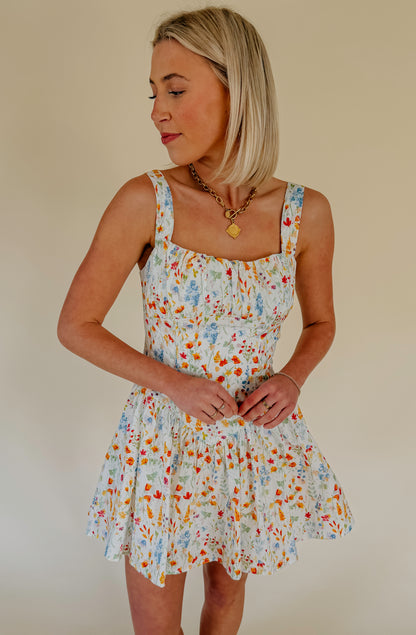 THERE SHE GOES FLORAL MINI DRESS