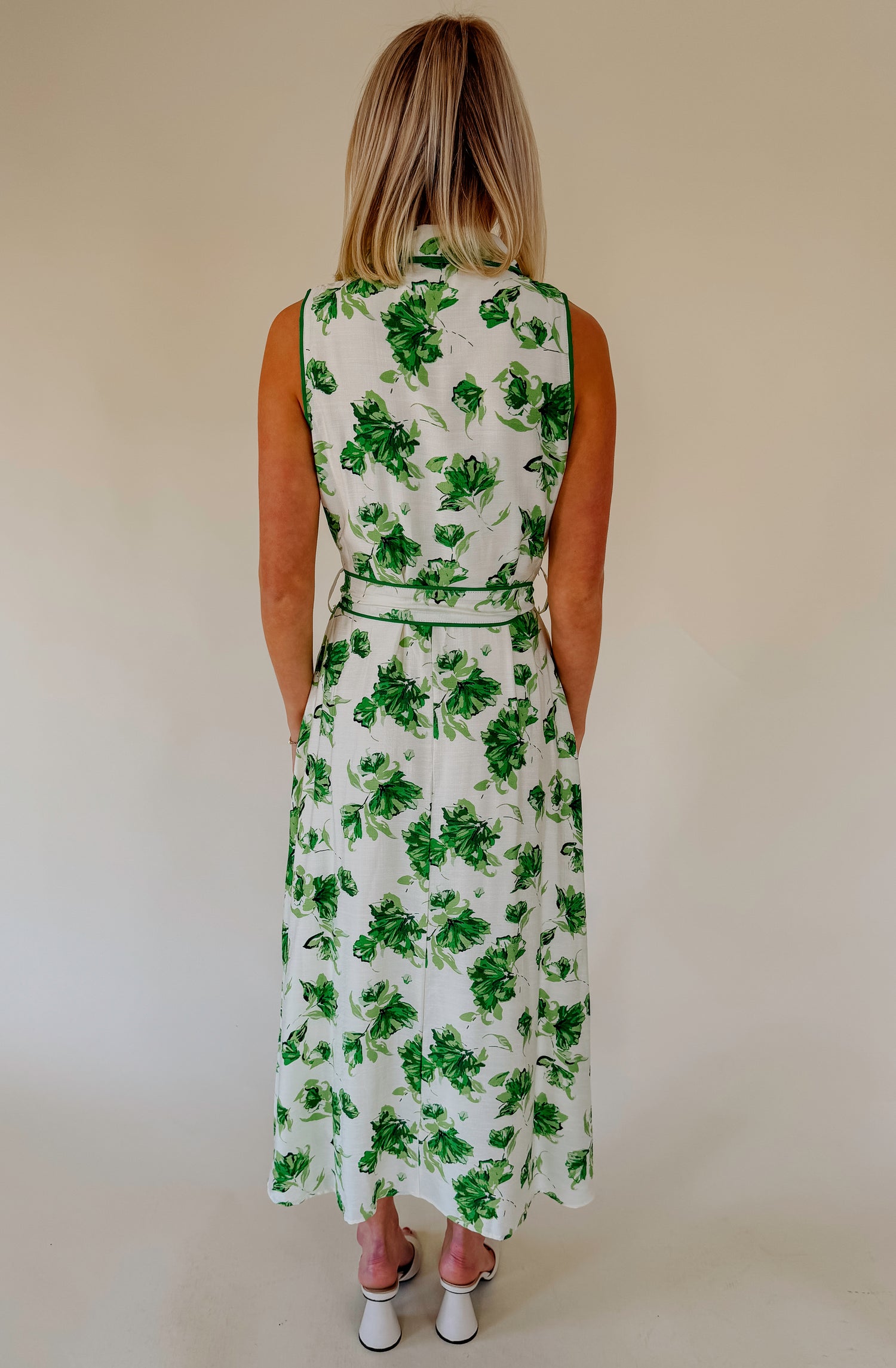 GREEN WITH ENVY BUTTONED MIDI DRESS
