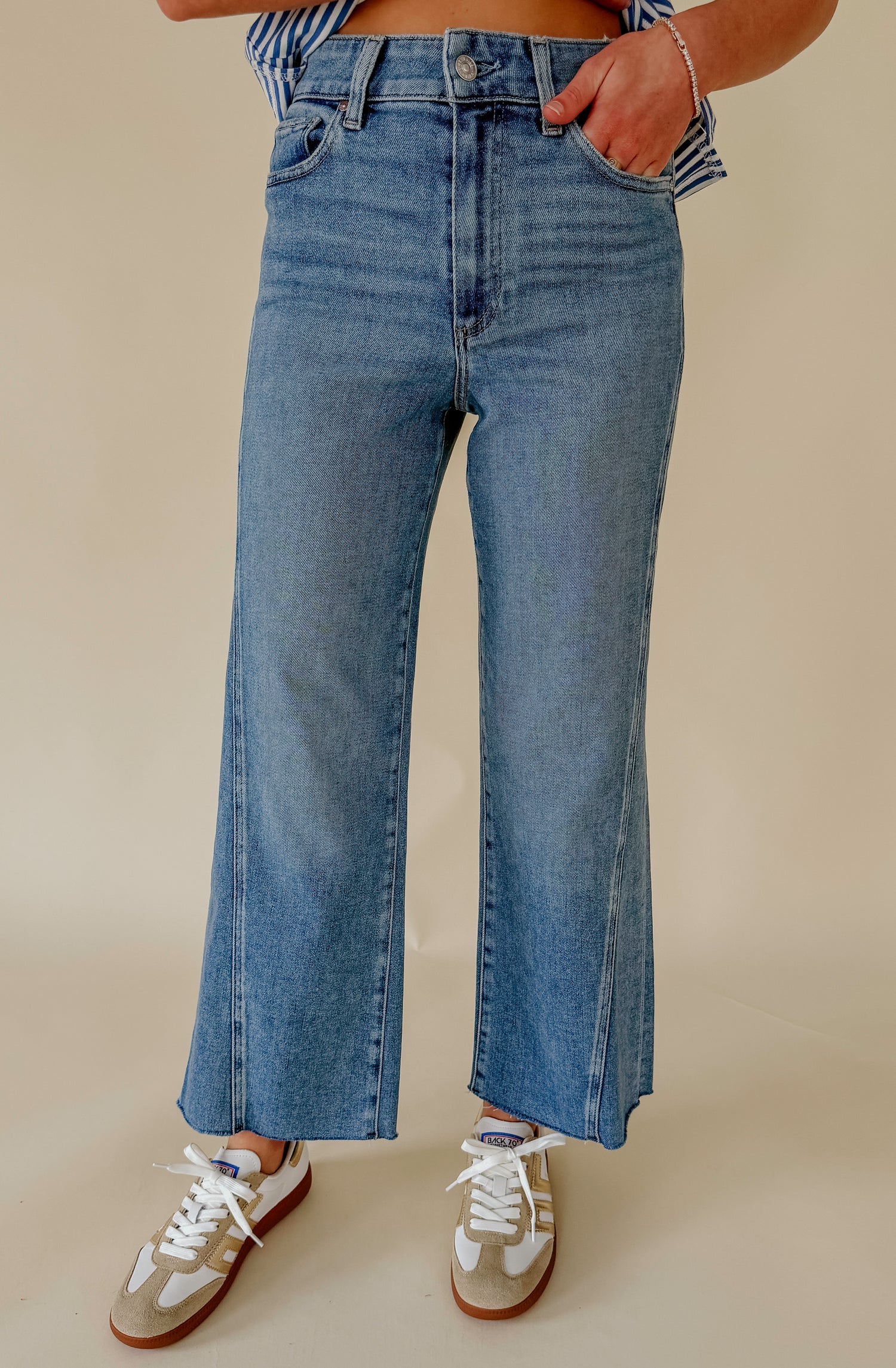 PAIGE ANESSA TWISTED PANEL WIDE LEG DENIM