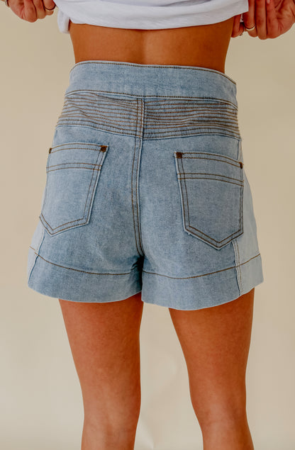 TWO TONED DENIM SHORTS
