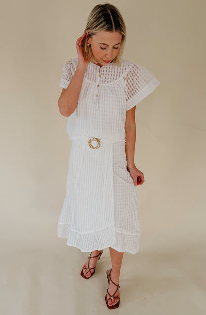 THE WHIT TEXTURED MIDI SKIRT