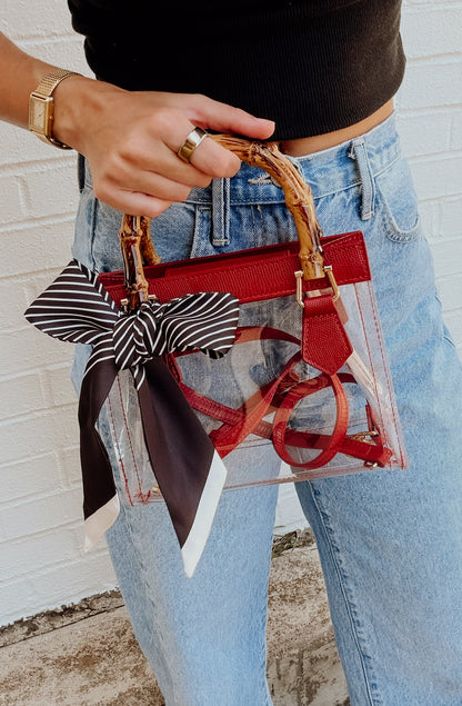 JULES BAMBOO HANDLE CLEAR GAMEDAY BAG