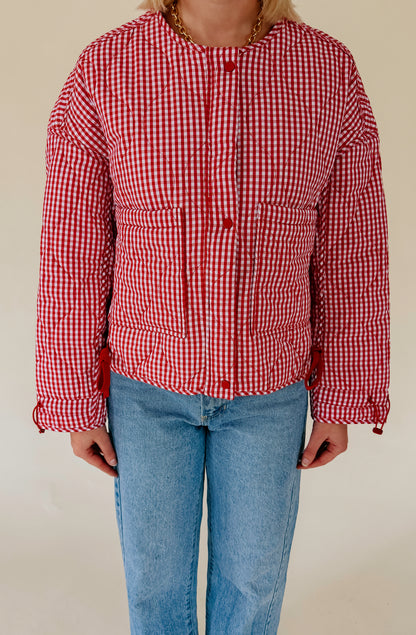 HEART EYES QUILTED PUFFER JACKET