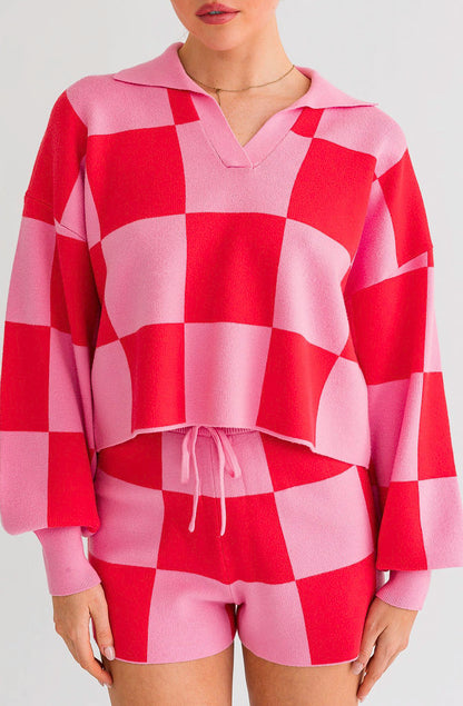CHECK IN TIME CROPPED SWEATER