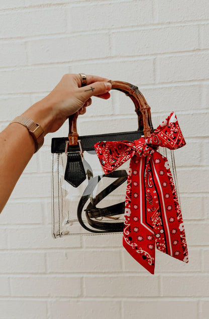 JULES BAMBOO HANDLE CLEAR GAMEDAY BAG