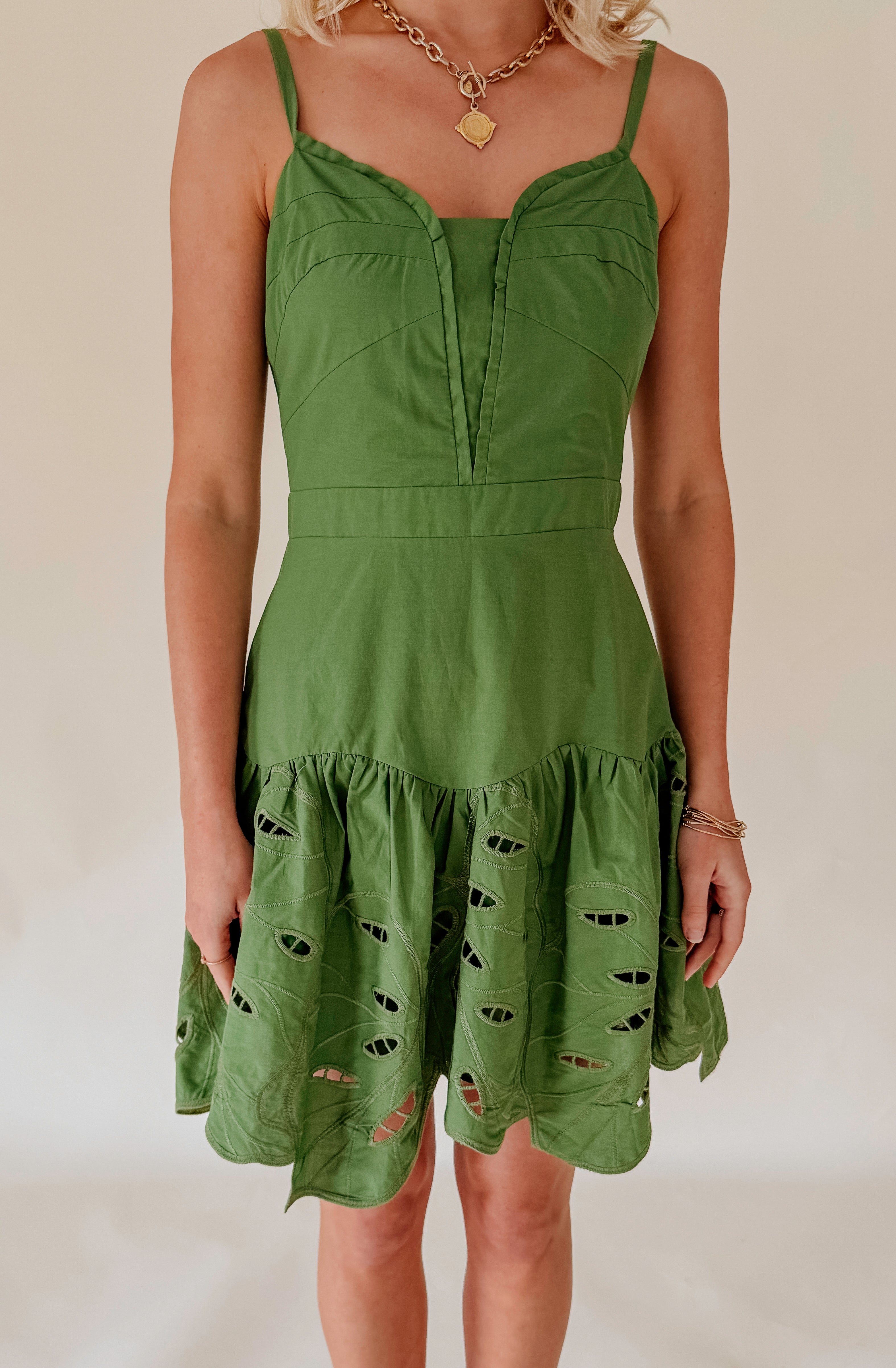 CIEBON CHARLOTTE EMBROIDERED CUT OUT MINI DRESS