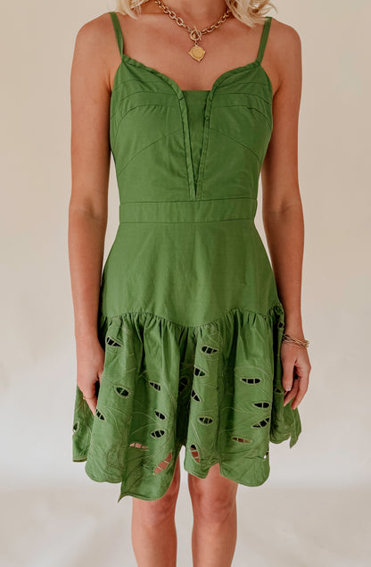 CIEBON CHARLOTTE EMBROIDERED CUT OUT MINI DRESS