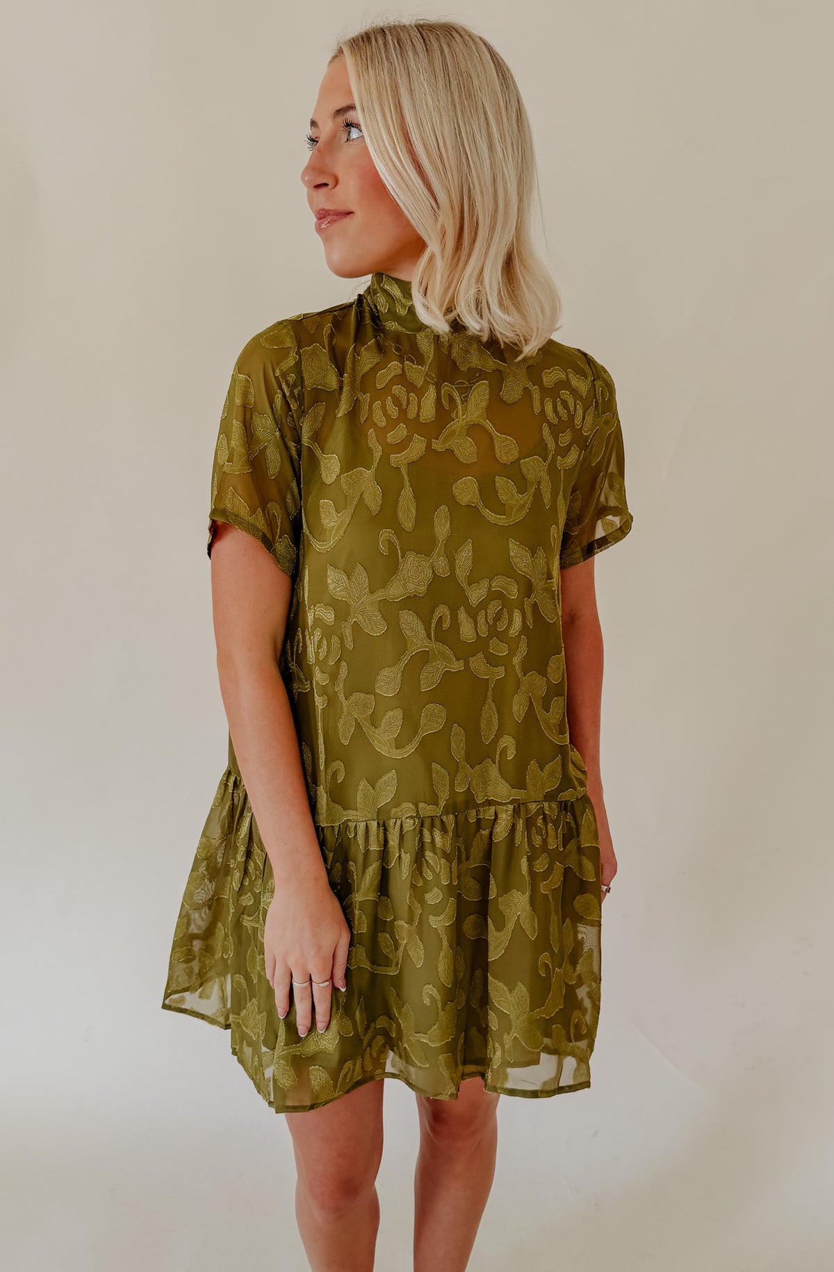 OLIVE BRANCH SHIFT MINI DRESS