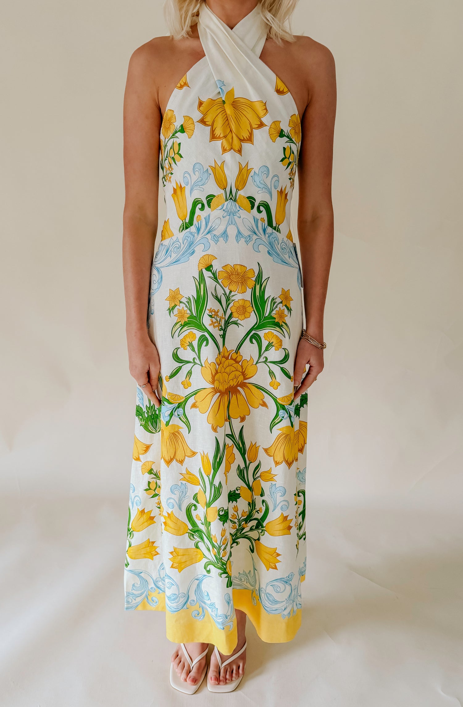 MESTIZA COPACABANA HALTER MIDI DRESS