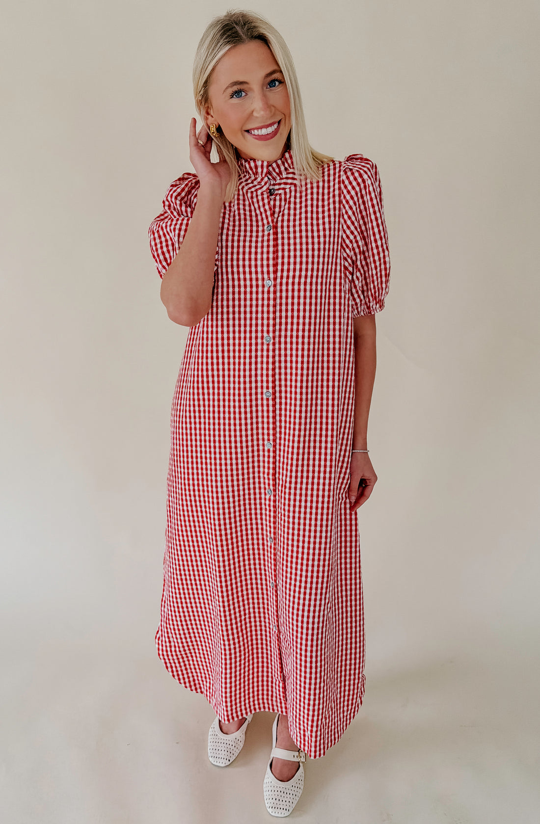GAME TIME GINGHAM SHIFT DRESS