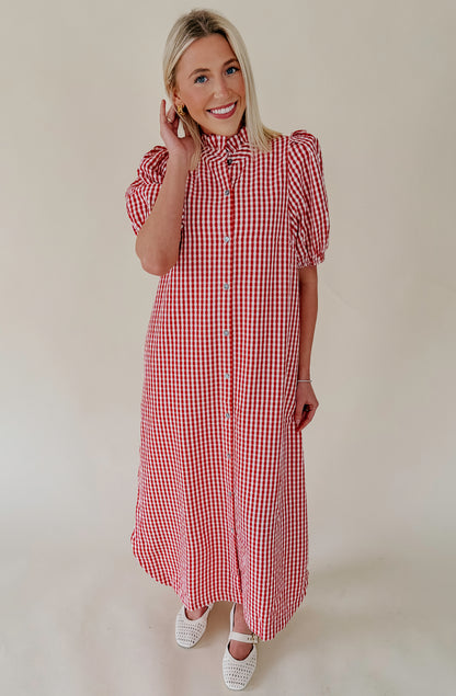 GAME TIME GINGHAM SHIFT DRESS