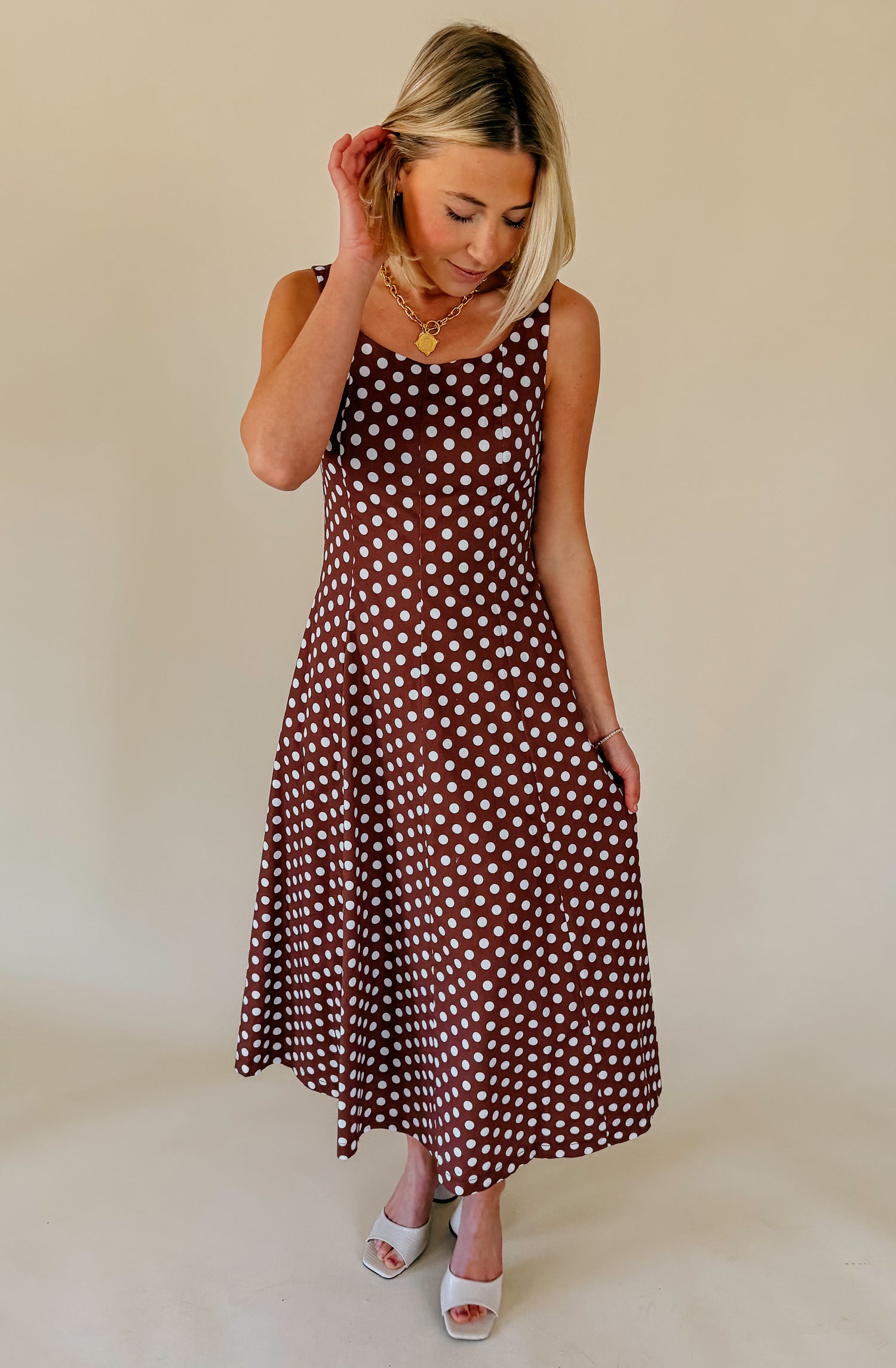 ON THE DOTTED LINE MIDI DRESS