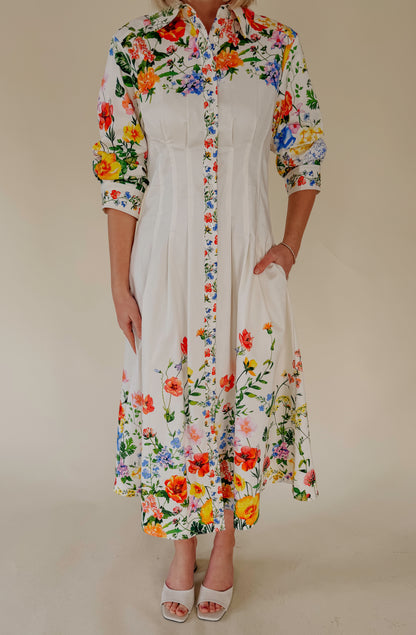 SHE DID THAT FLORAL MIDI DRESS