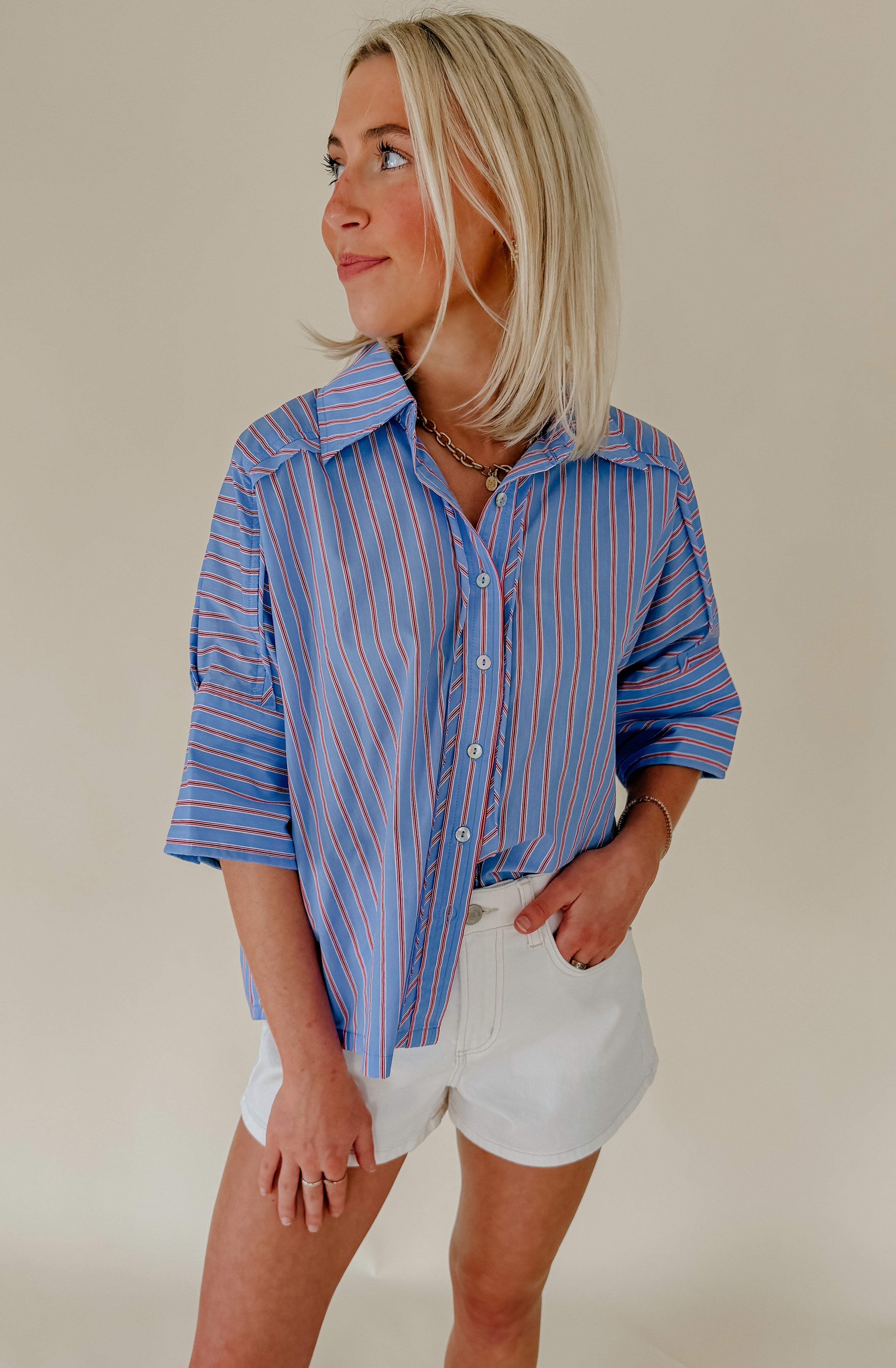 LOOKING FORWARD BUTTONED BLOUSE