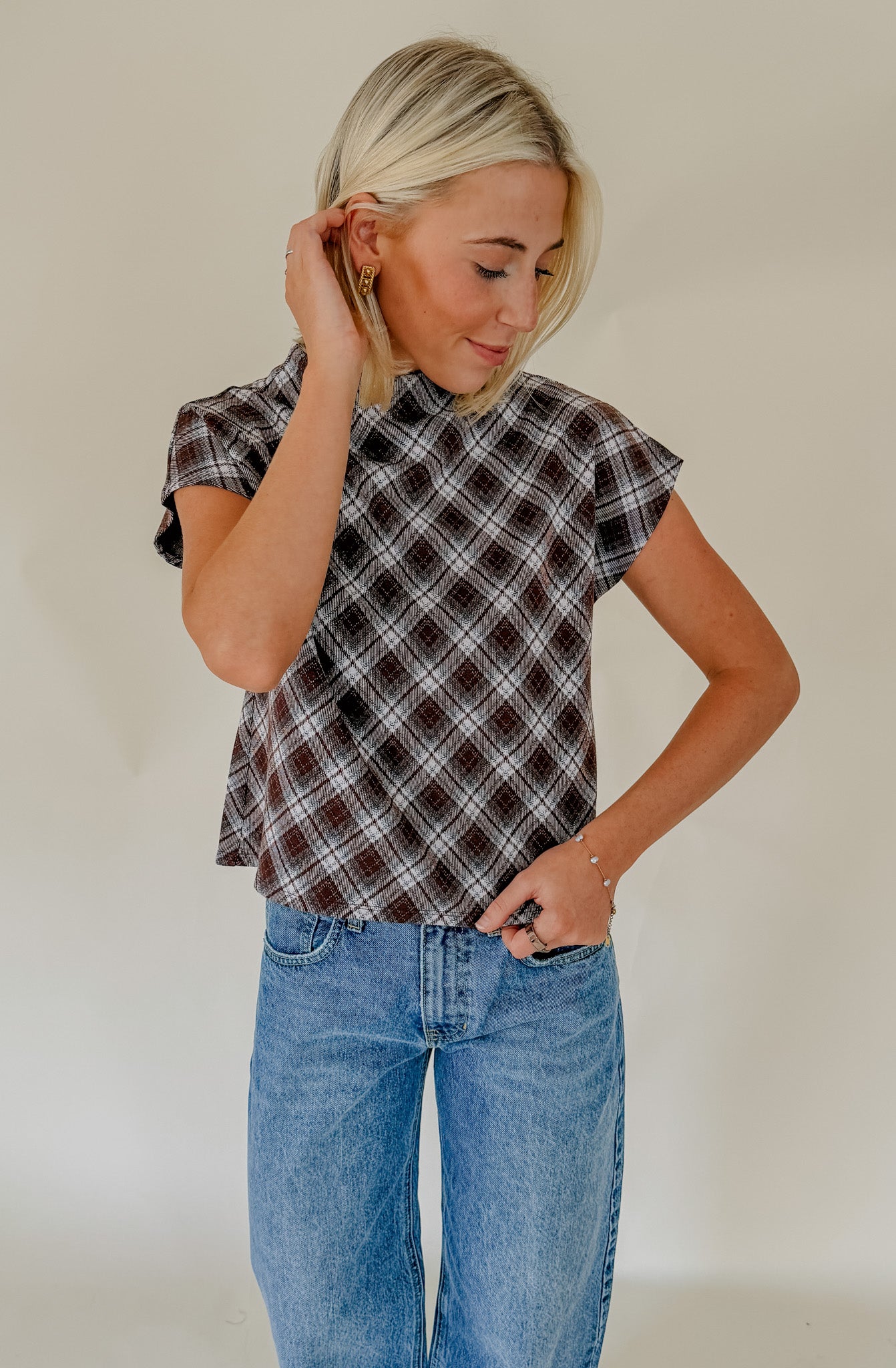 CHECK MATE KNIT BLOUSE