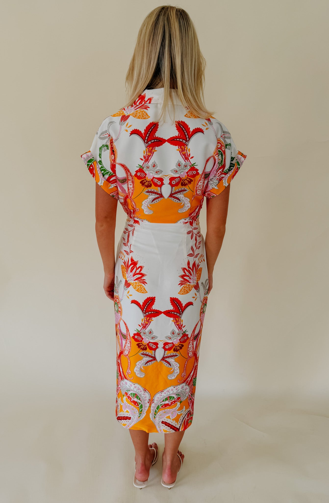 TIE ONE ON BUTTONED MIDI DRESS