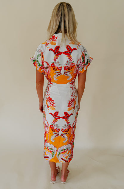 TIE ONE ON BUTTONED MIDI DRESS