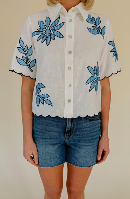 BEST DAY EMBROIDERED TOP