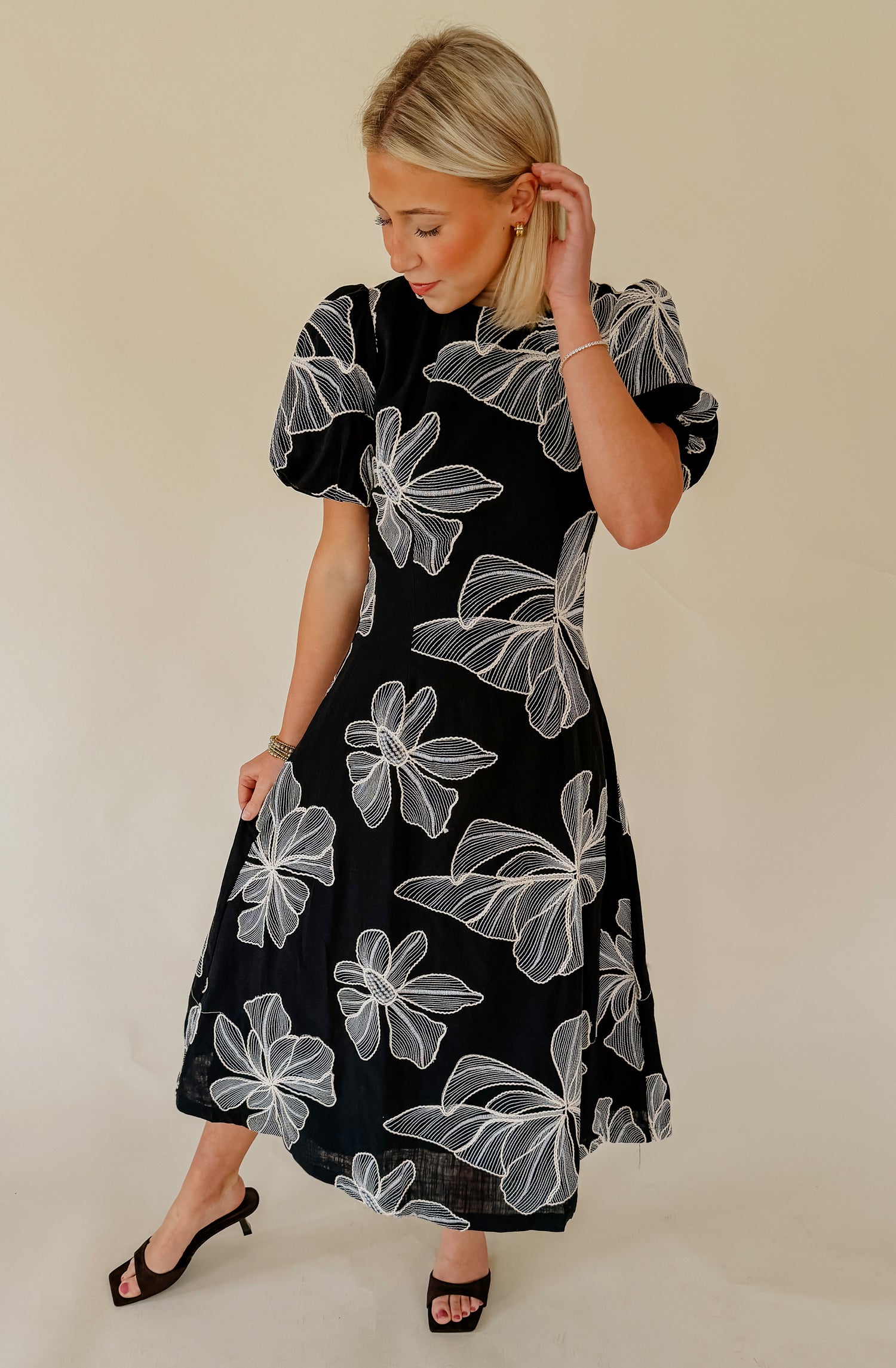 THE KENZI EMBROIDERED MIDI DRESS