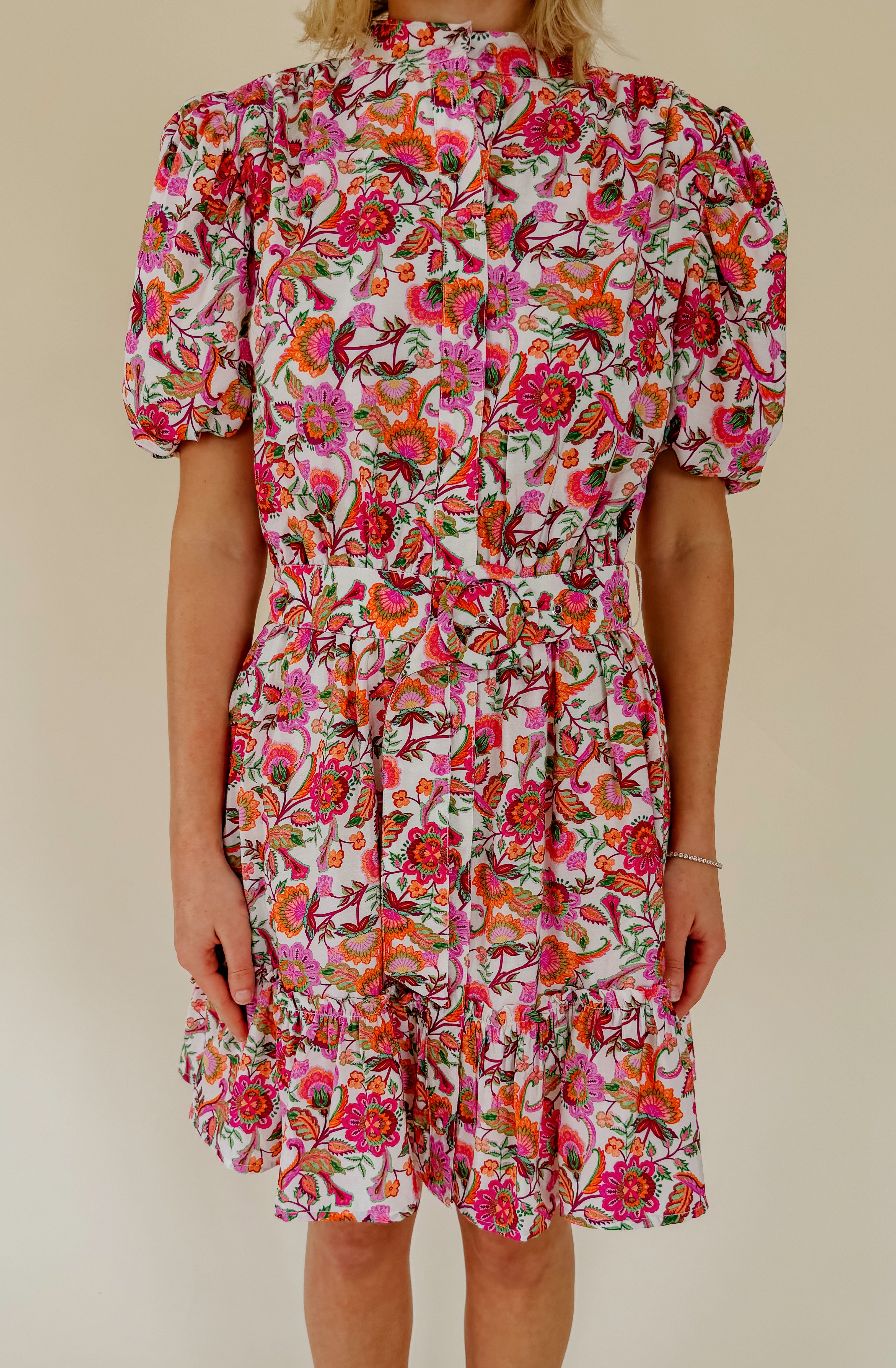 THE POPPY FLORAL BELTED MINI DRESS