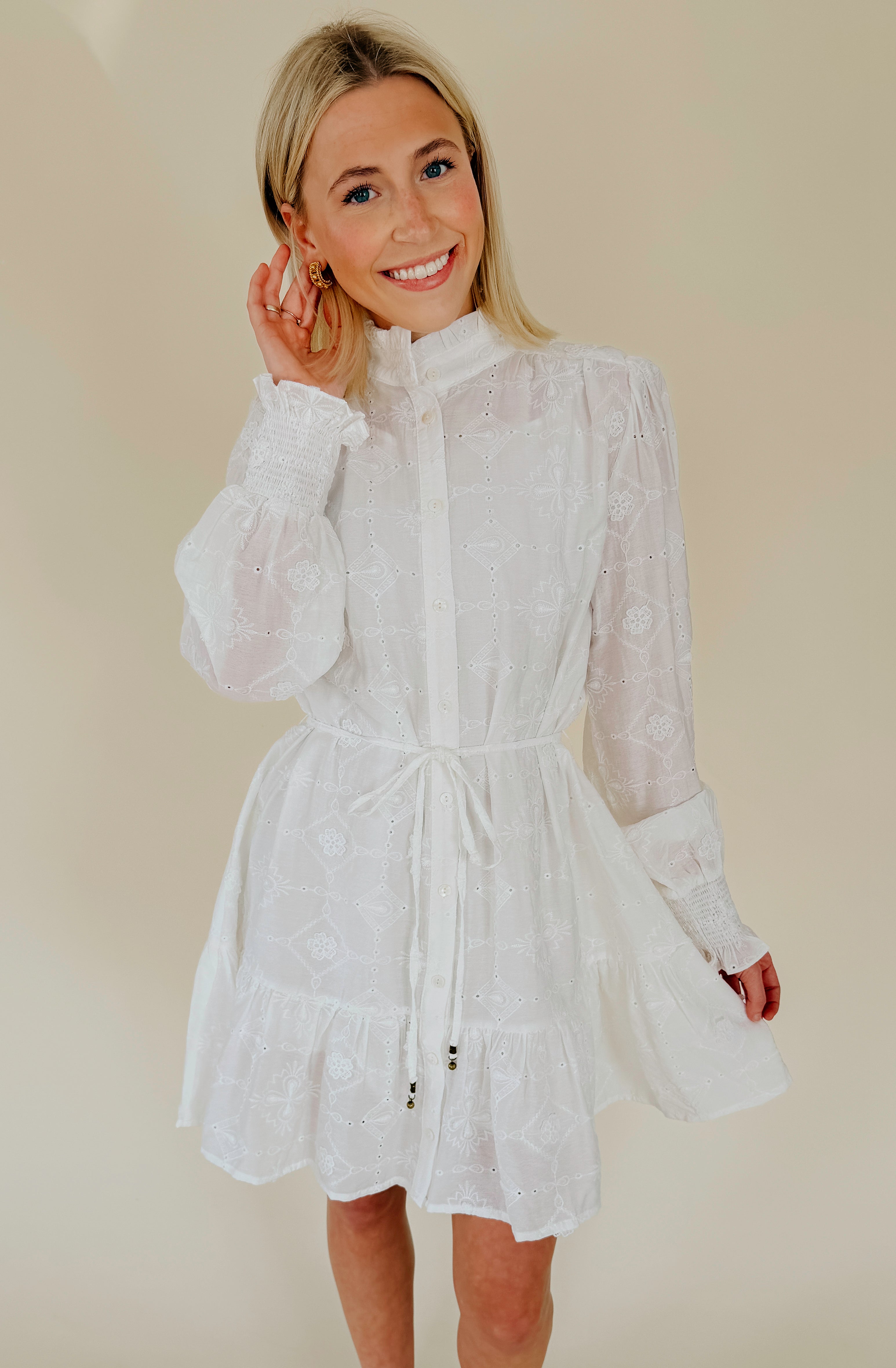 CEREMONY TIME BUTTONED MINI DRESS