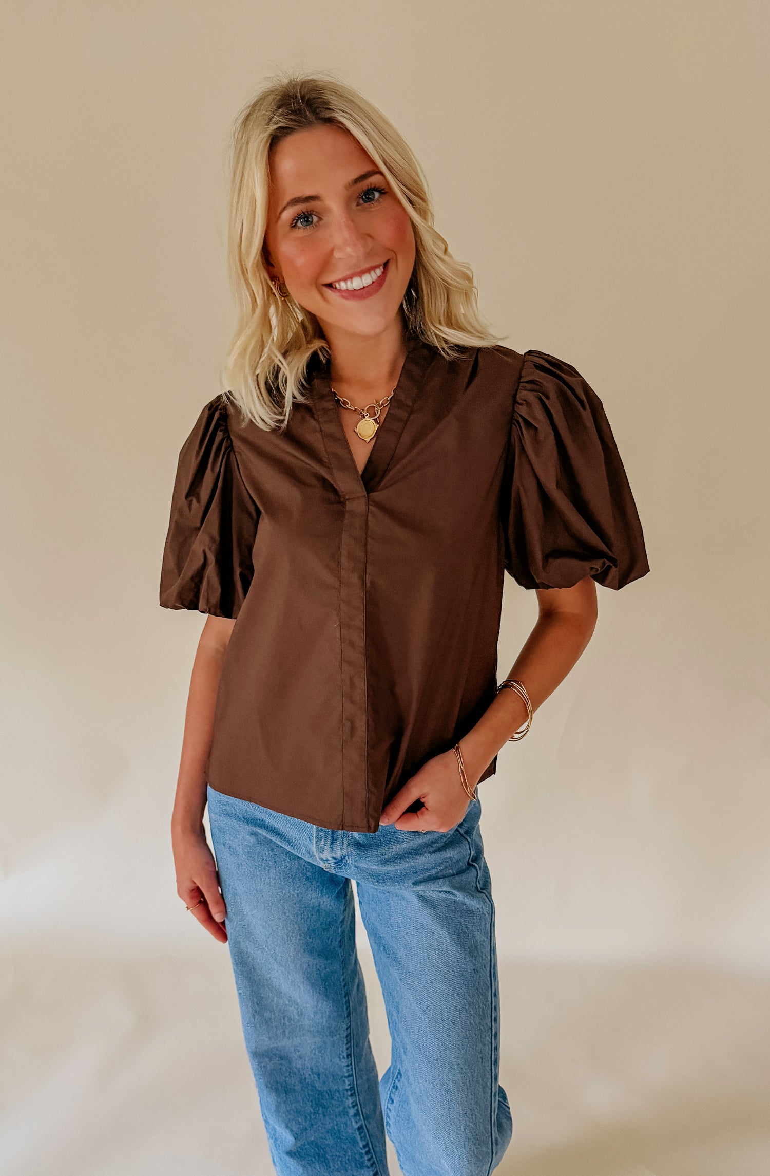 THE HARRIET POPLIN BLEND BLOUSE