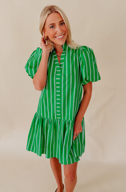 MINT TO BE STRIPED POPLIN BLEND MINI DRESS