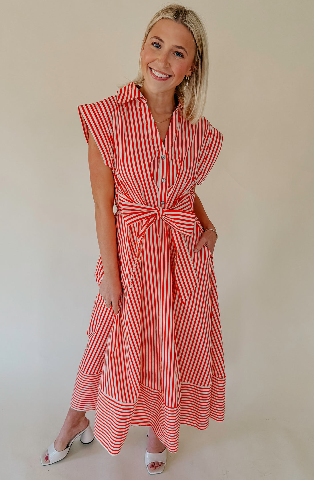 AMALFI COAST STRIPED MIDI