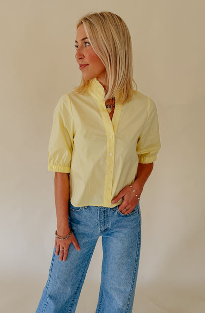 THE NICOLE POPLIN BLEND CROPPED BLOUSE