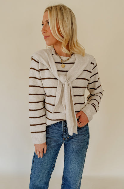 DOUBLE TROUBLE TIE FRONT SWEATER