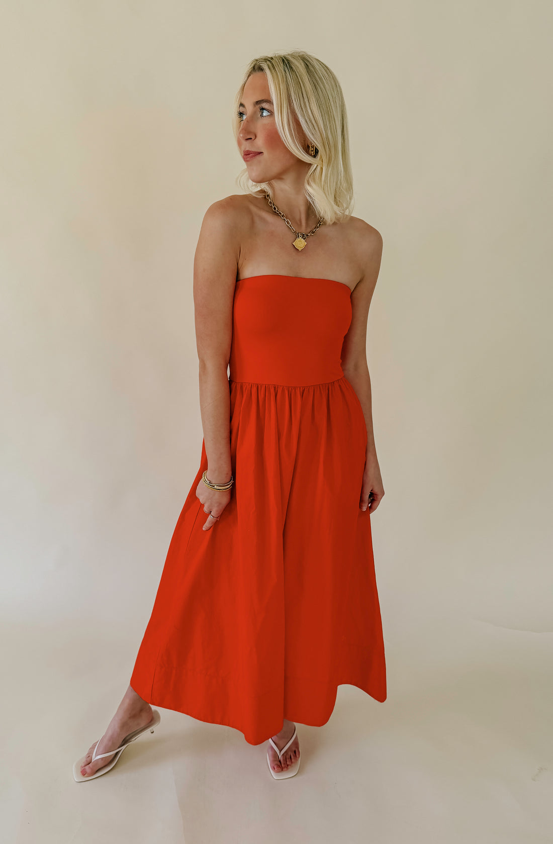 Z SUPPLY SUNSOUGHT STRAPLESS MIDI DRESS