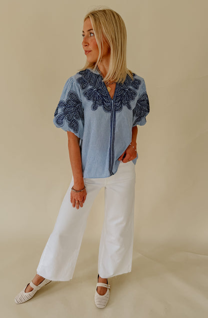 SUMMER BLISS EMBROIDERED BLOUSE