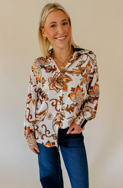 LEAVES CHANGING BUTTONED BLOUSE