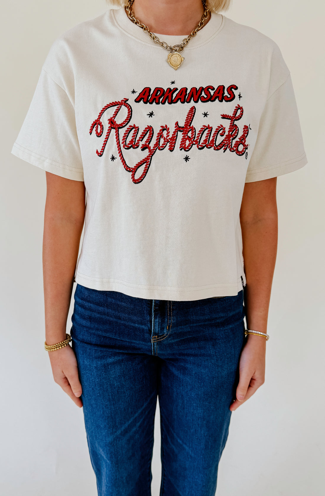ARKANSAS LASSO CROPPED HEAVYWEIGHT TEE