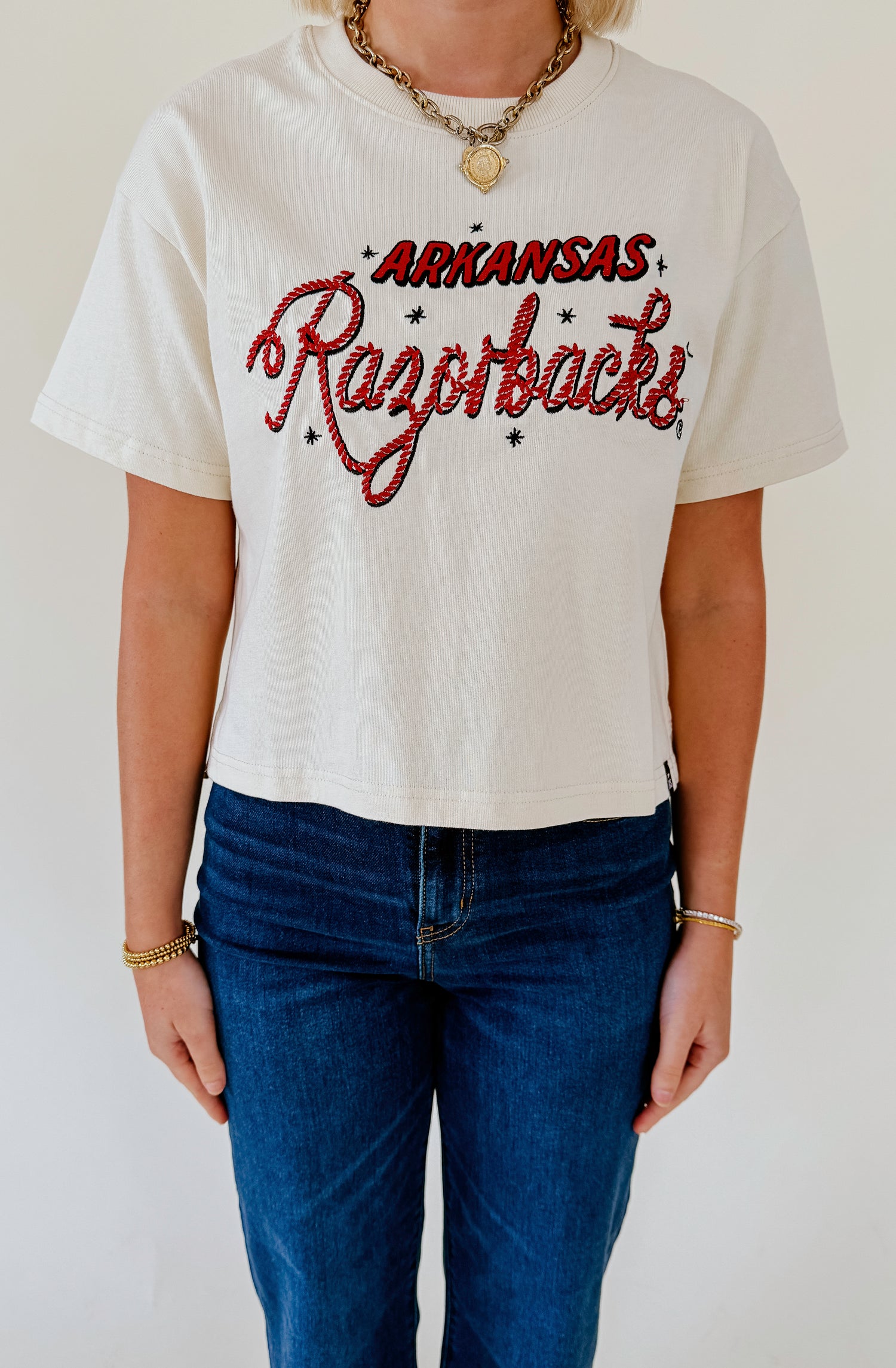 ARKANSAS LASSO CROPPED HEAVYWEIGHT TEE