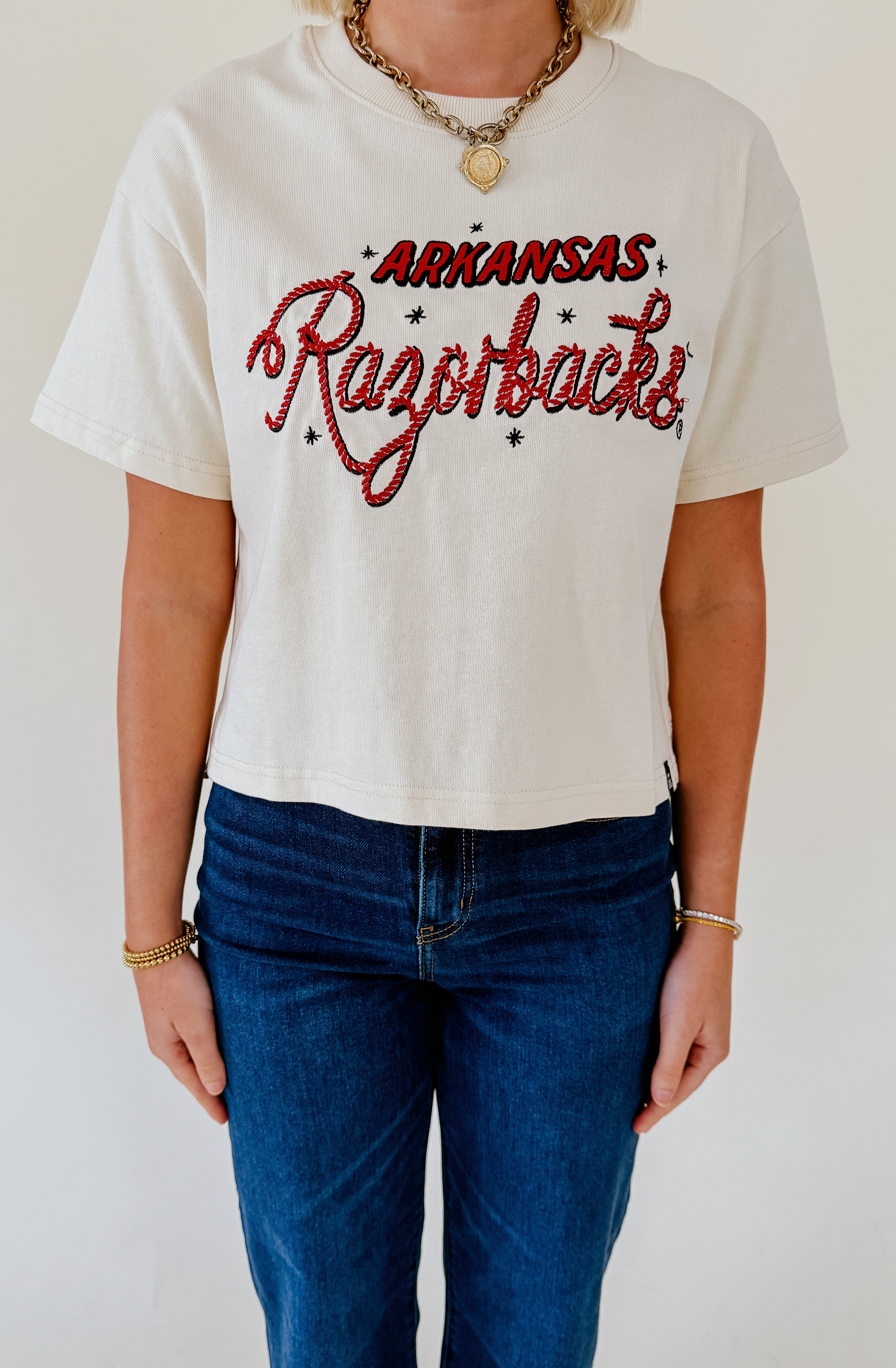 ARKANSAS LASSO CROPPED HEAVYWEIGHT TEE