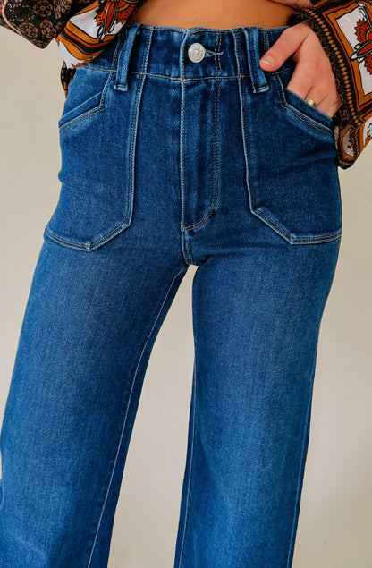 PAIGE ANESSA 31&quot; UTILITY POCKET DENIM