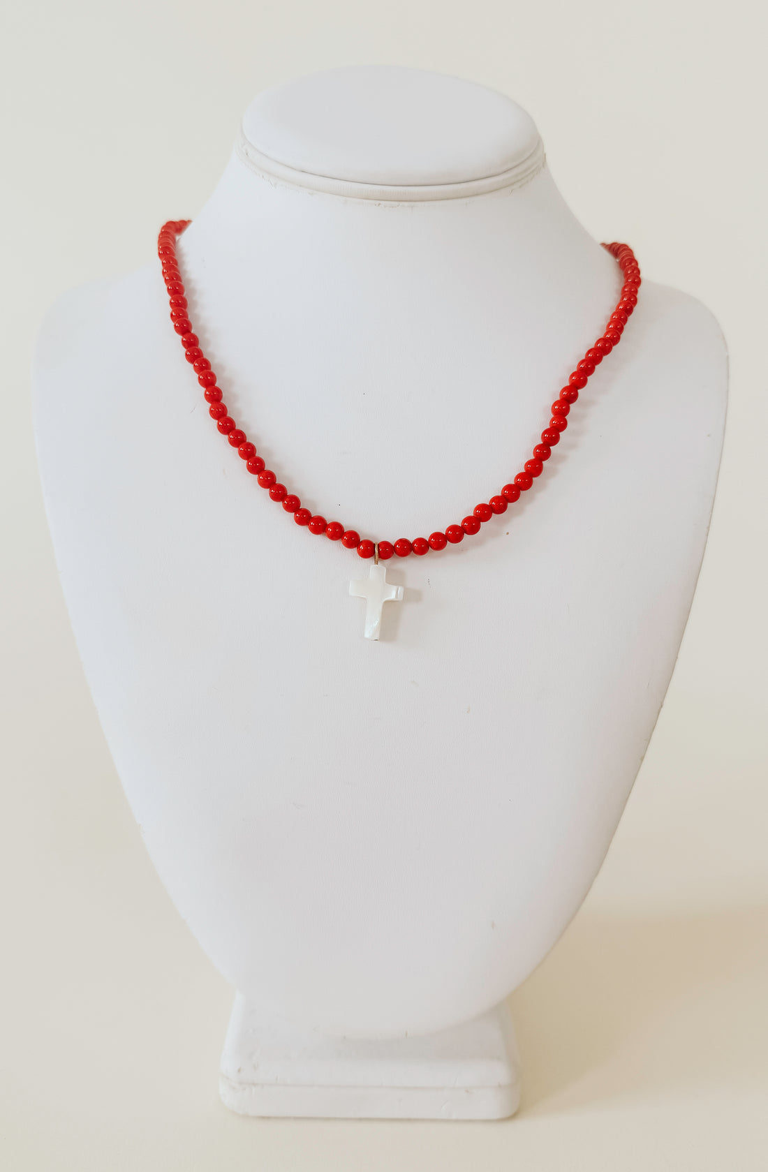 SUSAN SHAW ALYS PEARL CROSS NECKLACE