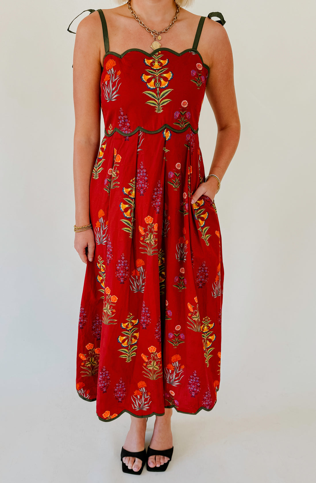 WINE-ING DOWN FLORAL MIDI DRESS