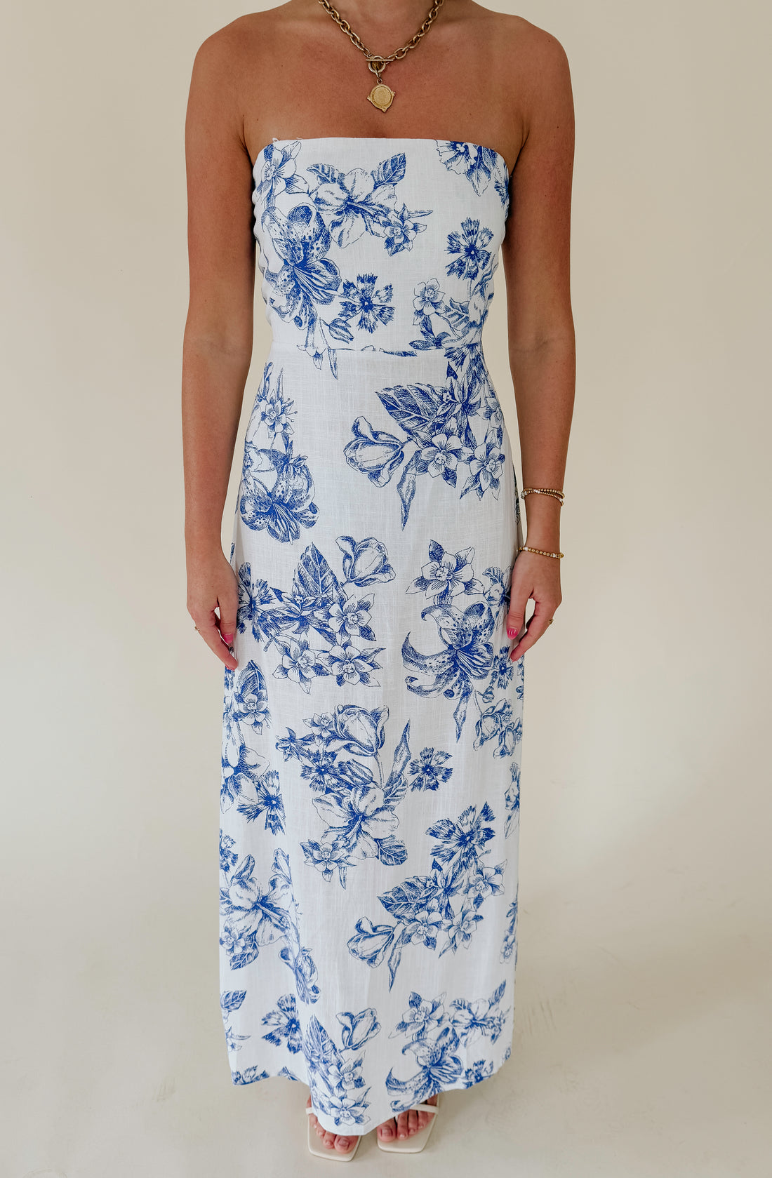 FOR THE LOVE OF FLORAL STRAPLESS DRESS