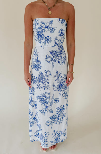 FOR THE LOVE OF FLORAL STRAPLESS DRESS