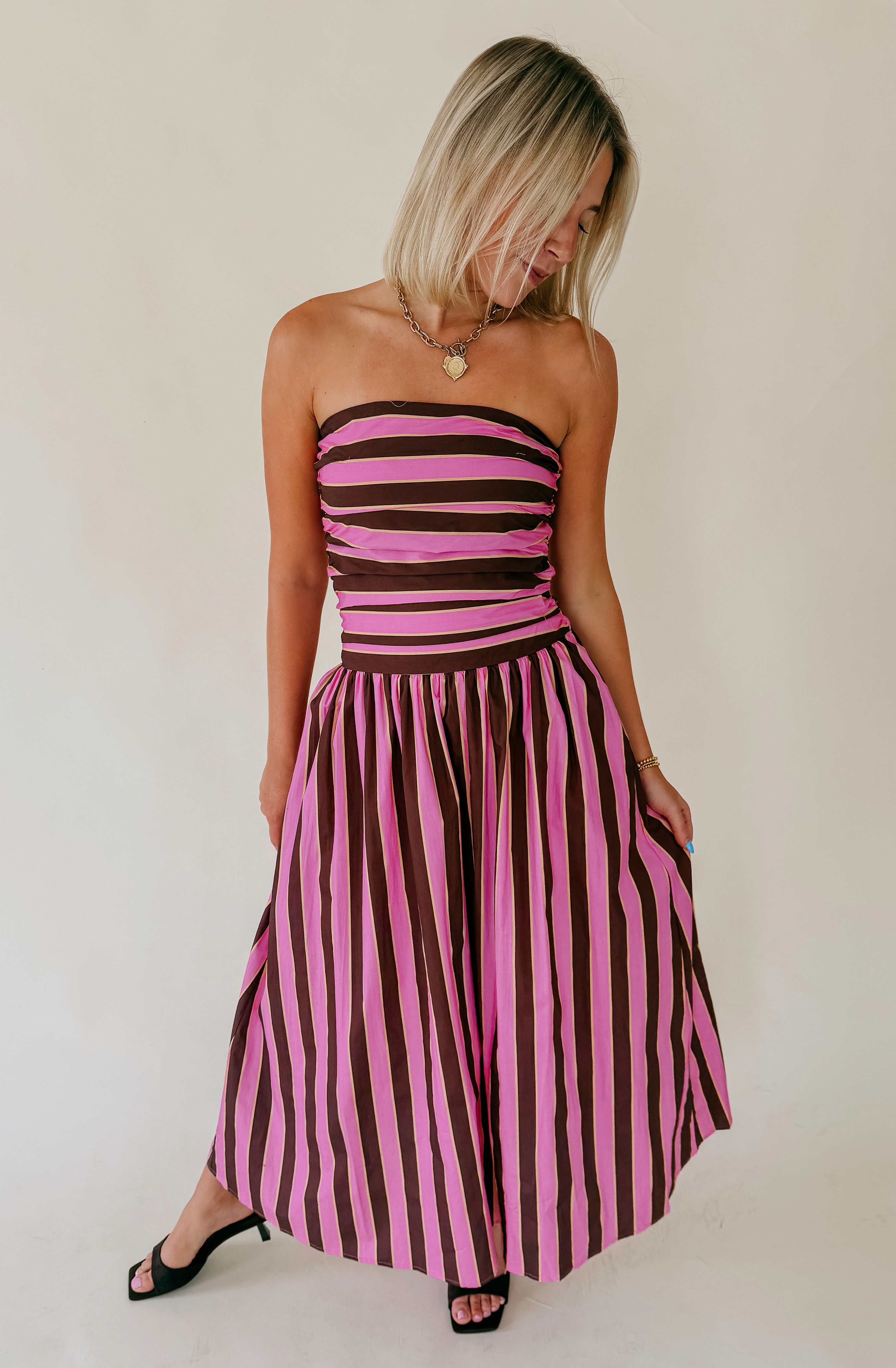 HEIDI STRIPED MIDI DRESS